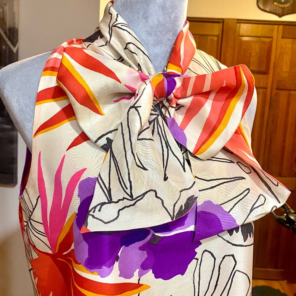 Kate Spade Multicolor Floral Blouse w/ Awesome Bow-Tie !